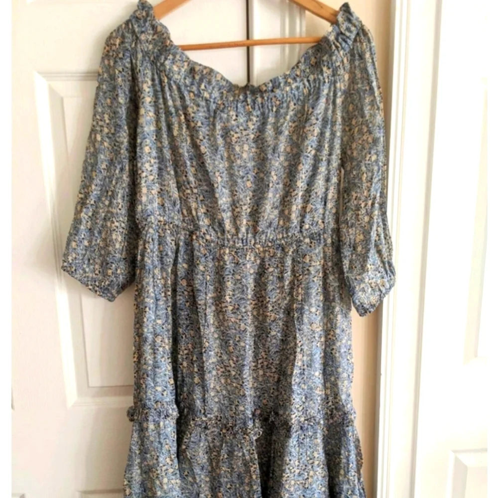 Anthropologe Dress Size 6 Peasant Off the Shoulder Midi Dress NWOT - Picture 10 of 12